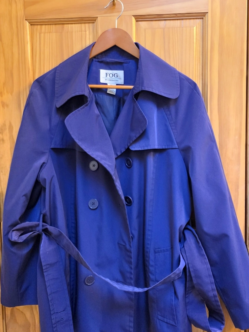 London Fog Purple Double-Breasted Trench Coat